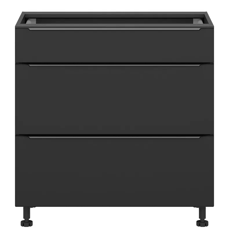 BRW Кухонный шкаф Sole L6 80 см с ящиками soft-close черный матовый, черный/черный матовый FM_D3S_80/82_2STB/STB-CA/CAM фото №1
