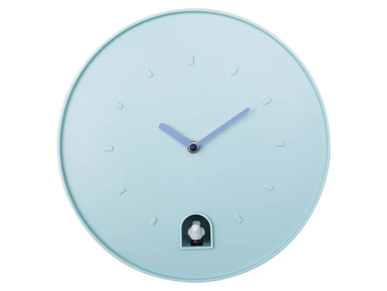 BRW Настенные часы с соловьем голубые 065857 фото №1