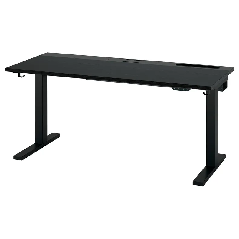 IKEA MITTZON МІТТЗОН, стіл регульований, електричний okl попелястий пофарбований чорний / чорний, 140x60 см 095.282.57 фото №2
