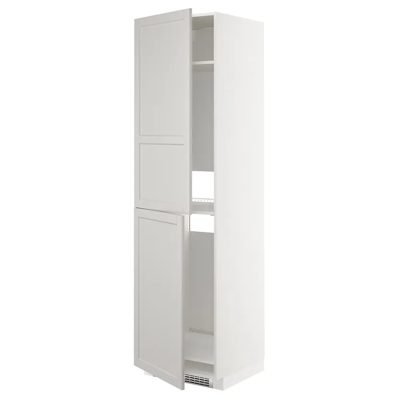 IKEA METOD МЕТОД, висока шафа для холодильнка / морозил, білий / світло-сірий Lerhyttan, 60x60x220 см 492.744.61 фото №1