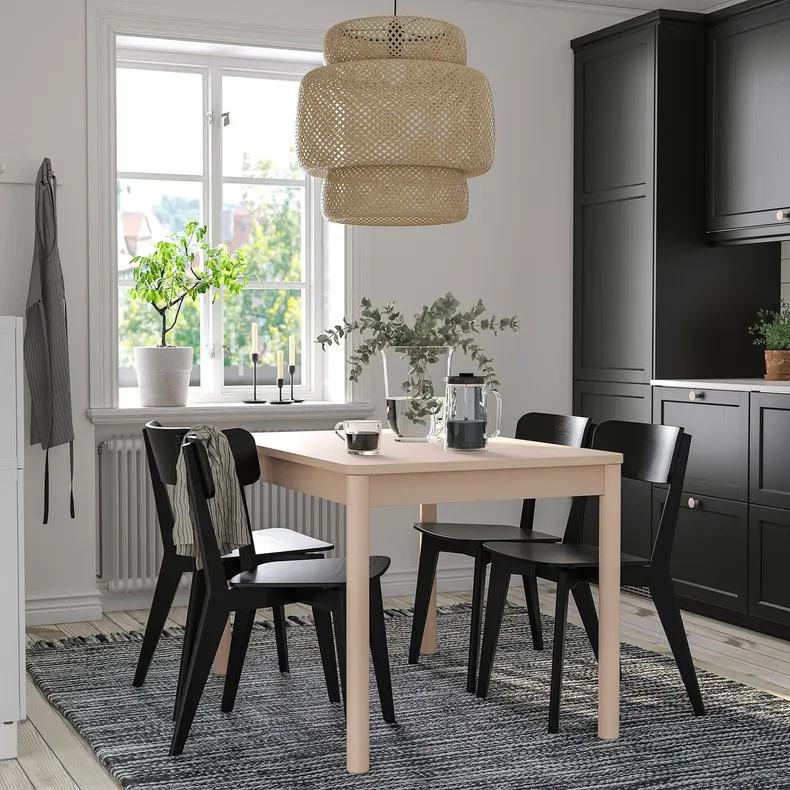 IKEA RÖNNINGE РЕННІНГЕ / LISABO ЛІСАБО, стіл+4 стільці, береза / чорний, 118 / 173 см 694.290.56 фото №2