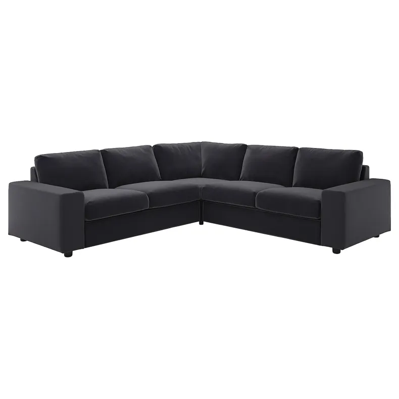 IKEA VIMLE ВІМЛЕ, чохол для кутового дивана, 4-місний, з широкими підлокітниками/Djuparp темно-сірий 994.367.91 фото №2