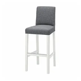 IKEA BERGMUND БЕРГМУНД, барний стілець зі спинкою, білий / ГУННАРЕД класичний сірий, 75 см 893.846.60 фото
