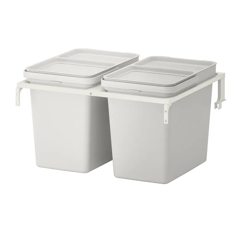 IKEA HÅLLBAR ХОЛЛБАР, решение для сортировки мусора, для кухонных ящиков METOD / светло-серый, 44 l 193.088.39 фото №1
