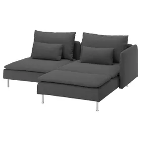 IKEA SÖDERHAMN СОДЕРХЭМН, 2-местный диван, с шезлонгом с подлокотником/Талмира средне-серая 194.306.46 фото
