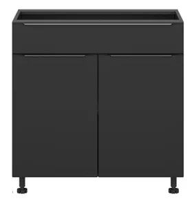 BRW Двухдверный кухонный шкаф Sole L6 80 см черный матовый, черный/черный матовый FM_D1B_80/82_L/P/B-CA/CAM фото