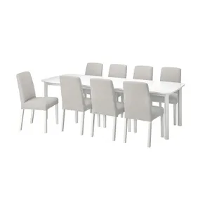 IKEA STRANDTORP СТРАНДТОРП / BERGMUND БЕРГМУНД, стол и 8 стульев, белый/светло-серый, 150/205/260 см 194.410.94 фото