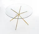 Кухонний стіл HALMAR RONDO 110x110 см, стільниця - прозора, ніжки - золото фото thumb №7