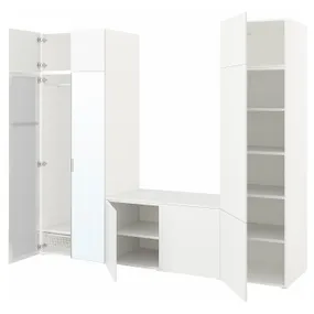 IKEA PLATSA ПЛАТСА, гардеробна шафа з 9 дверцятами, білий STRAUMEN СТРАУМЕН дзеркальне скло / FONNES ФОННЕС білий, 260x42x221 см 494.253.61 фото