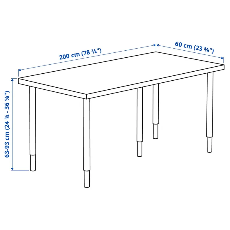 IKEA LAGKAPTEN ЛАГКАПТЕН / OLOV ОЛОВ, письмовий стіл, під білений дуб / білий, 200x60 см 494.176.34 фото №5
