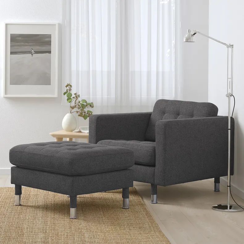 IKEA LANDSKRONA ЛАНДСКРУНА, крісло, ГУННАРЕД темно-сірий / металевий 992.691.60 фото №2