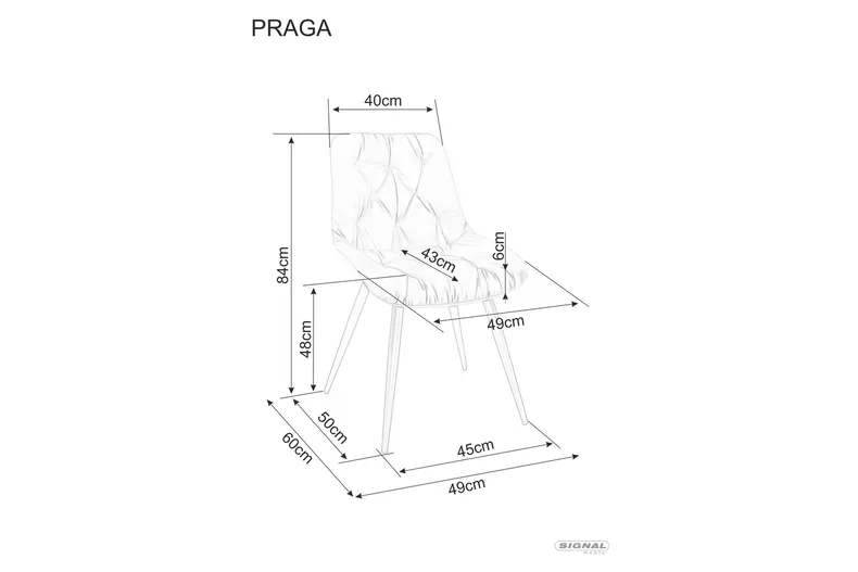 Стілець SIGNAL PRAGA Velvet, Bluvel 03 - світло-сірий фото №2