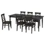 IKEA INGATORP ІНГАТОРП / INGOLF ІНГОЛЬФ, стіл+6 стільців, чорний / коричнево-чорний, 155 / 215 см 492.968.87 фото
