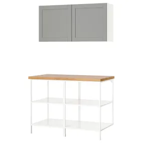 IKEA ENHET ЕНХЕТ, шафа, біла/сіра рамка, 123x63.5x207 см 995.480.53 фото