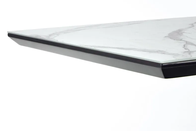 Кухонний стіл розкладний HALMAR DIESEL 160-200x90 см, стільниця - білий мармур / темно-сірий, ніжки - чорні фото №10