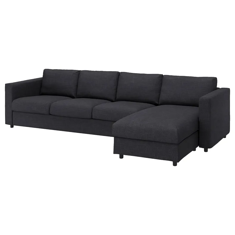 IKEA VIMLE ВІМЛЕ, 4-місний диван, з шезлонгом / антрацит пагорбкуватий 894.342.74 фото №1