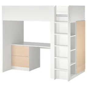 IKEA SMÅSTAD СМОСТАД, кровать-чердак, Белая береза / письменный стол с 3 ящиками, 90x200 см 494.374.63 фото