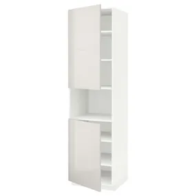 IKEA METOD МЕТОД, вис шафа д / мікрохв печі / 2 двер / пол, білий / Ringhult світло-сірий, 60x60x220 см 694.654.69 фото