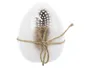 BRW Декоративна фігурка BRW Яйце з пір'їною 12 см, кераміка, білий 092502 фото