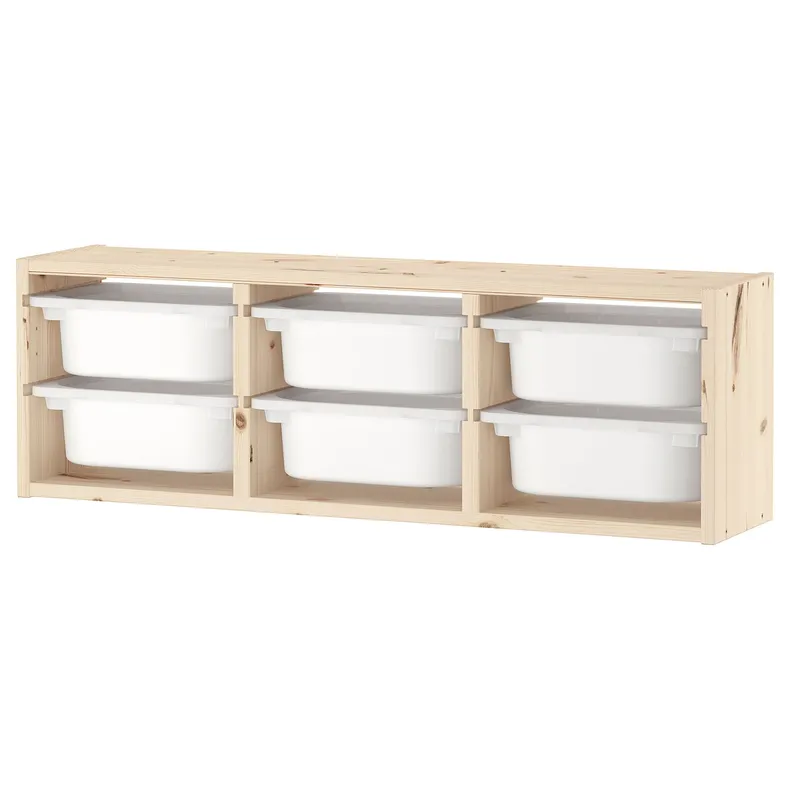 IKEA TROFAST ТРУФАСТ, настенный модуль для хранения, Светлая сосна, окрашенная в белый / белый цвет, 93x21x30 см 491.023.04 фото №1