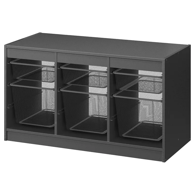 IKEA TROFAST ТРУФАСТ, комбінація для зберіган +контейнери, сірий/темно-сірий, 99x44x56 см 695.151.05 фото №1