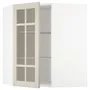 IKEA METOD МЕТОД, кутова настін шафа, полиці / скл двер, білий / стенсундський бежевий, 68x80 см 694.079.74 фото