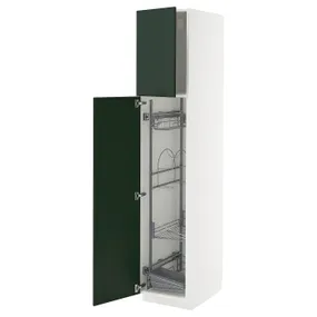 IKEA METOD МЕТОД, высокий шкаф с отд д/акс д/уборки, белый/Гавсторп темно-зеленый, 40x60x200 см 995.575.61 фото