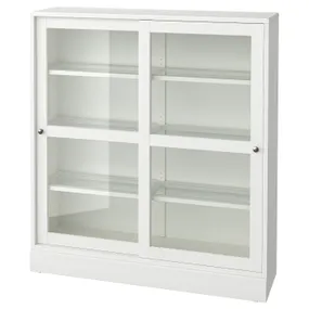 IKEA HAVSTA ХАВСТА, шафа зі склян дверцятами з цоколем, біле прозоре скло, 121x37x134 см 295.346.72 фото