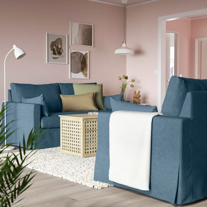 IKEA HYLTARP ХИЛЬТАРП, 2-местный диван, Талмира голубая 295.149.09 фото №2