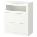 IKEA BRIMNES, комод, 3 шухляди, біле/матове скло, 78x95 см 106.091.15 фото thumb №1