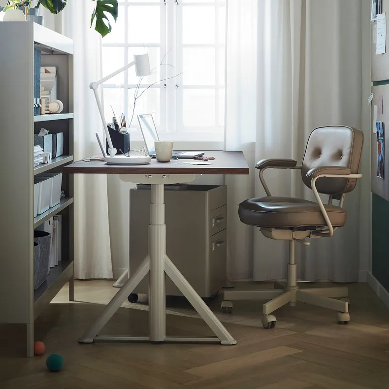 IKEA IDÅSEN ІДОСЕН, стіл регульований, коричневий/бежевий, 160x80 см 492.809.66 фото №3