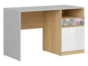 Письменный стол BRW Nandu, 120х57 см, светло-серый / дуб польский / белый глянец / наклейка BIU1D1S-JSZ/DP/BIP/SCR фото