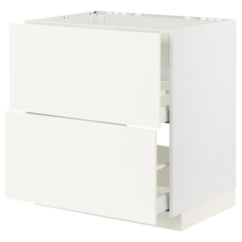 IKEA METOD МЕТОД / MAXIMERA МАКСИМЕРА, шкаф д / варочн панели / вытяжка / ящик, белый / Вальстена белый, 80x60 см 395.071.59 фото №1