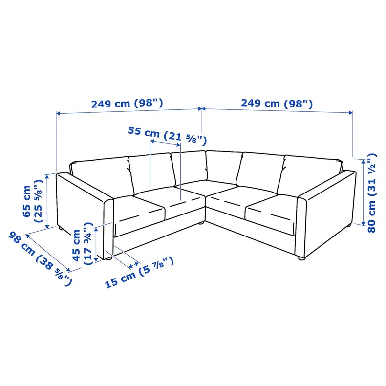 IKEA VIMLE ВИМЛЕ, 4-местный угловой диван, Гранн / Бомстад черный 793.067.19 фото №7