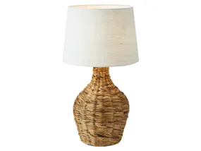 BRW Настільна лампа з ротанга Paglia коричнево-біла 093760 фото