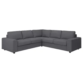 IKEA VIMLE ВІМЛЕ, кутовий диван, 4-місний, з широкими підлокітниками/ГУННАРЕД класичний сірий 994.017.96 фото