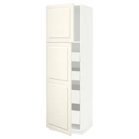 IKEA METOD МЕТОД / MAXIMERA МАКСІМЕРА, висока шафа, 2 дверцят / 4 шухляди, білий / БУДБІН кремово-білий, 60x60x200 см 994.573.35 фото