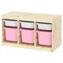 IKEA TROFAST ТРУФАСТ, комбинация д / хранения+контейнеры, Светлая сосна, окрашенная в белый / розовый цвет, 93x44x52 см 693.315.78 фото