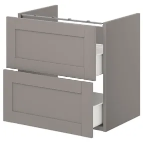IKEA ENHET ЕНХЕТ, підлогова шафа під раковин з 2 шухл, сіра/сіра рамка, 60x42x60 см 893.210.69 фото
