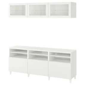 IKEA BESTÅ БЕСТО, комбінація шаф для тв / скляні дверц, біле / Суттервікен / Каббарп біле прозоре скло, 180x42x192 см 594.086.91 фото