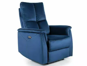 Крісло розкладне реклайнер SIGNAL Neptun Velvet, темно-синій фото