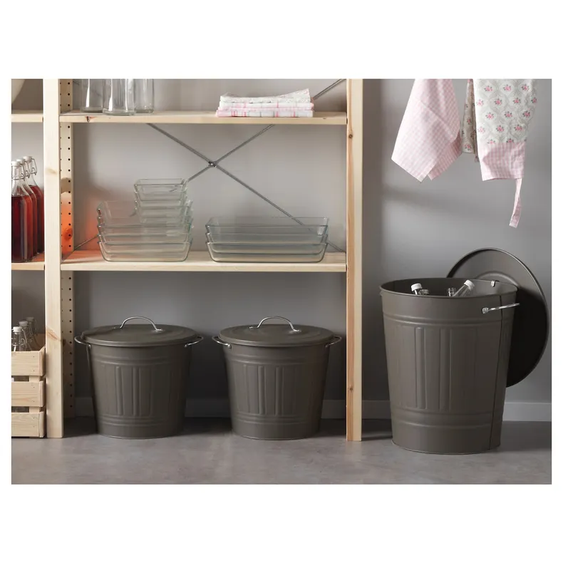 IKEA KNODD КНОДД, відро з кришкою, сірий, 16 L фото №3