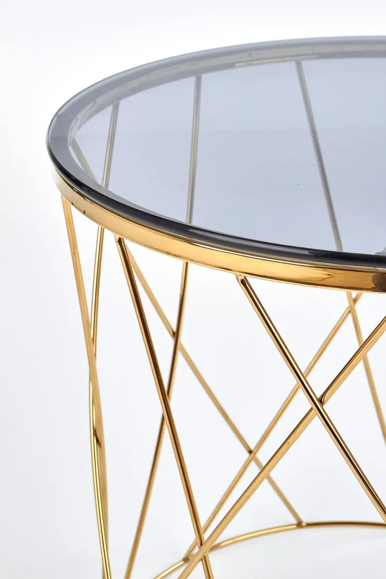 Журнальный столик HALMAR SELENA 55x55 см, каркас - золото, стекло - дымчатое фото №3