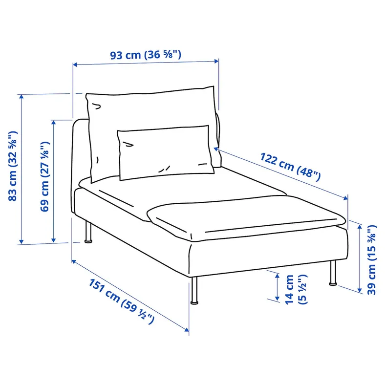 IKEA SÖDERHAMN СЕДЕРХАМН, кушетка, Тонеруд сірий 094.520.83 фото №8