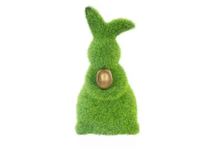 BRW Декоративна фігурка BRW Кролик з яйцем, штучна трава 085422 фото