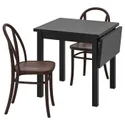 IKEA NORDVIKEN НОРДВІКЕН / SKOGSBO СКОГСБУ, стіл+2 стільці, чорний / темно-коричневий, 74 / 104 см 495.281.99 фото thumb №1