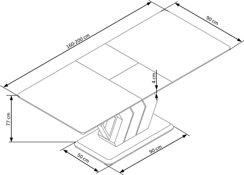Обідній стіл розкладний HALMAR VINCENZO 160-200x90 см, білий мармур, чорна/золота ніжка фото №14