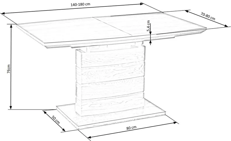 Кухонний стіл розкладний HALMAR CONCORD 140-180x80 см, стільниця - дуб золотий/темно-сірий, ніжка - дуб золотий фото №16