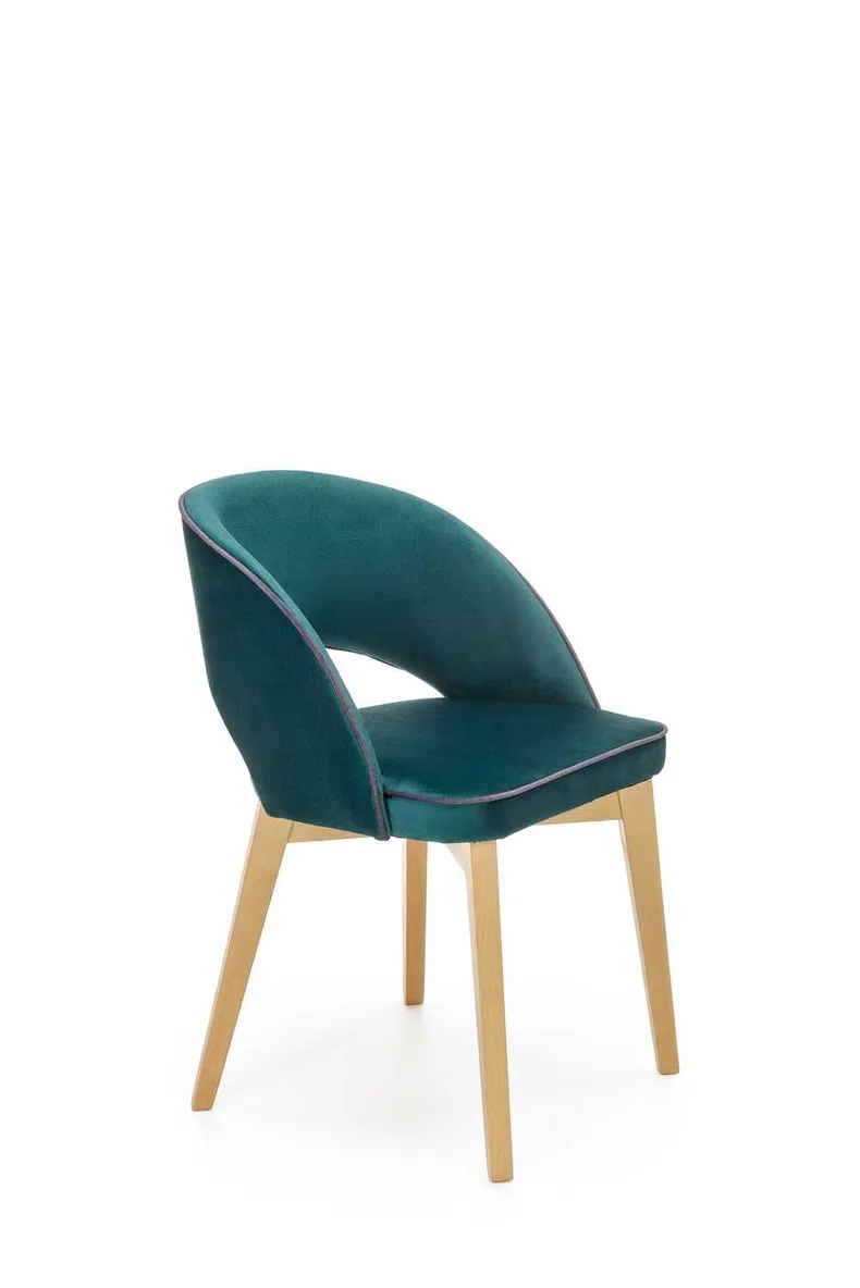 Кухонный стул бархатный HALMAR MARINO Velvet, темно-зеленый MONOLITH 37 / дуб медовый фото №1