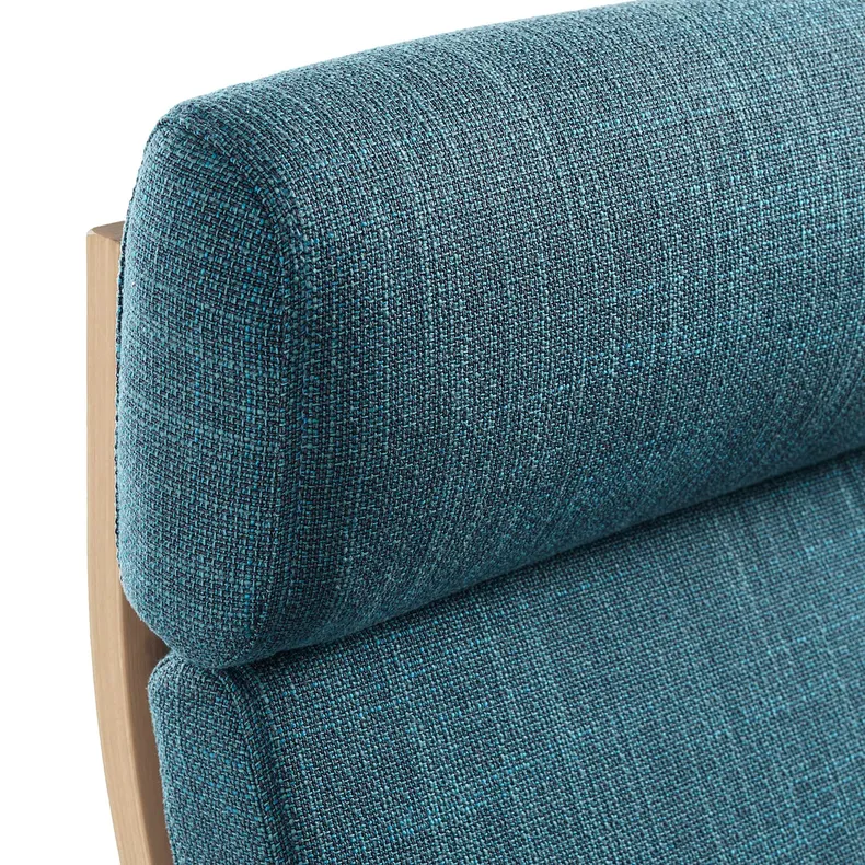 IKEA POÄNG ПОЭНГ, кресло, Шпон дуба, окрашенный в белый / темно-синий цвет 092.865.88 фото №4